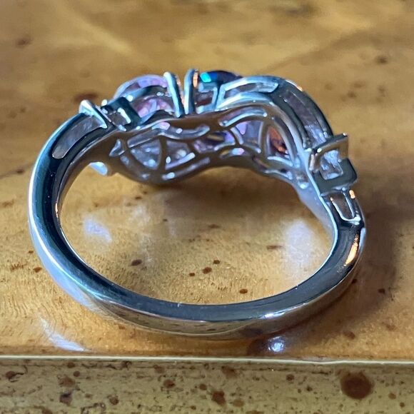 Genuine Pink Mystic Topaz Sterling Silver Star Ring Size 8 - Picture 5 of 9